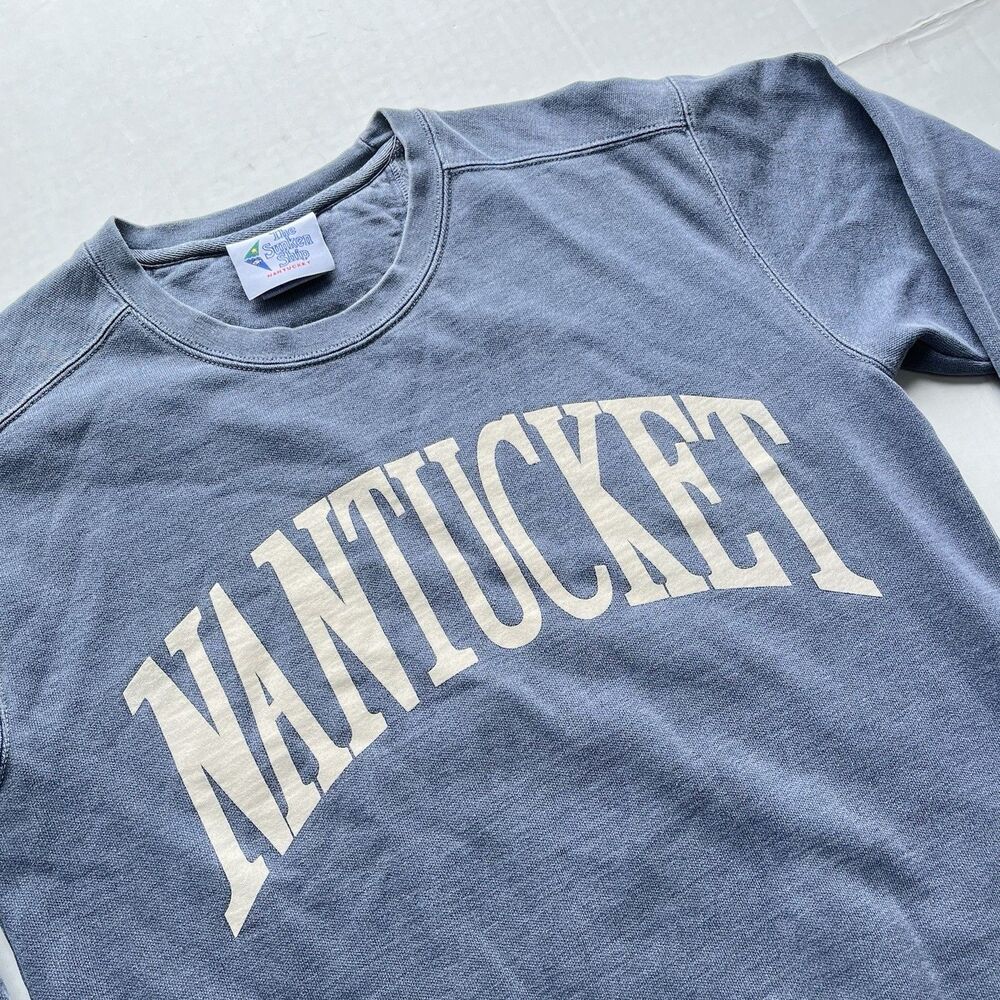 The Sunken Ship Nantucket Arch Crew Sweatshirt Crewneck Size S Distressed Blue